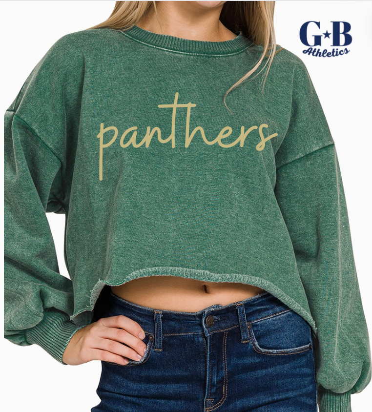 Nease Panthers  Cropped Washed Green Sweatshirt